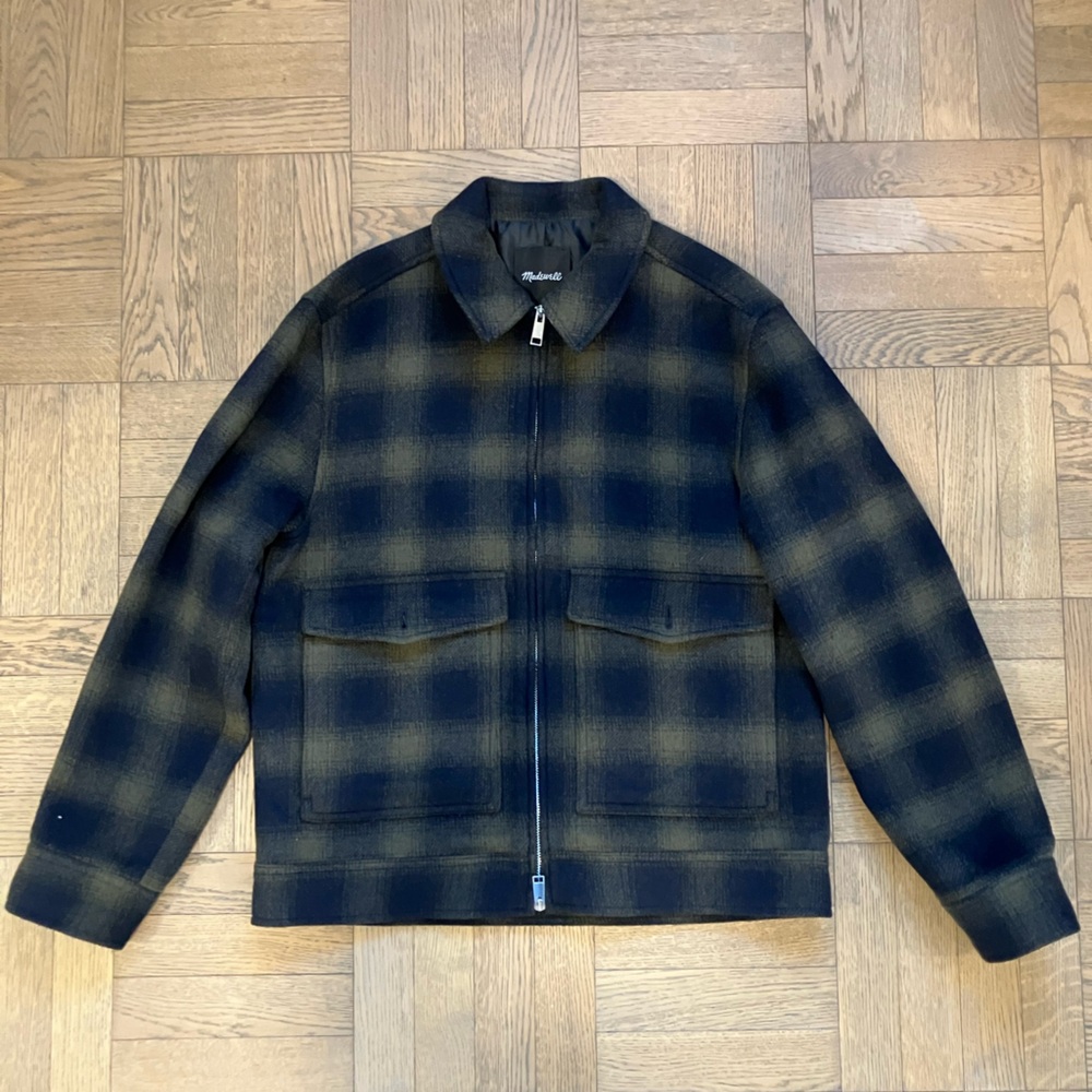 Madewell Men’s Plaid Zip-Front Jacket in Italian Fabric Size Small